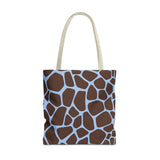 Brown Blue Giraffe Print Tote Bag