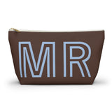 Brown Blue Monogram Personalized Makeup Bag