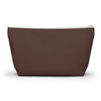 Back of the plain brown personalized makeup bag with T-shaped bottom