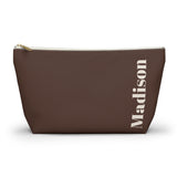 Brown Cream Name Personalized Makeup Bag