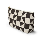 Side view of the brown cream triangle makeup bag