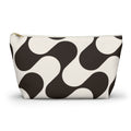 Brown cream wave makeup bag with T-bottom shape seen from the front