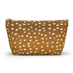 Brown Fawn Spotted makeup bag front view with T-bottom
