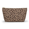 Brown Leopard Print Makeup Bag with brown spots on tan, front view