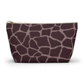 Brown Pink Giraffe Print Makeup Bag with gold zipper, front packshot