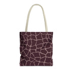Brown Pink Giraffe Print Tote Bag with cream handles, front packshot