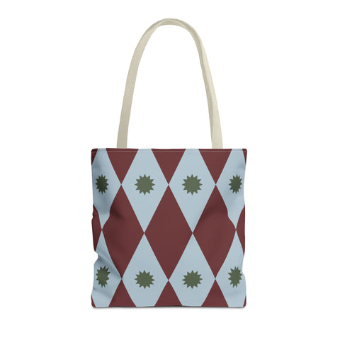 Burgundy Blue Diamond Tote Bag