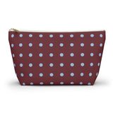Burgundy Blue Polka Dot Makeup Bag