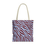 Burgundy Blue Zebra Print Tote Bag