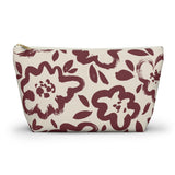 Burgundy Cream Floral Makeup Bag
