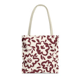 Burgundy Cream Floral Tote Bag