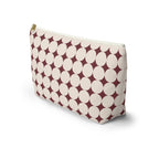 Side view of the Burgundy Cream Geometric makeup bag