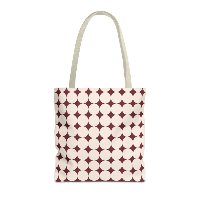 Burgundy Cream Geometric Tote Bag