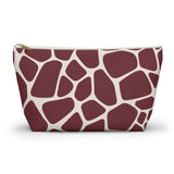 Burgundy Cream Giraffe Print Makeup Bag