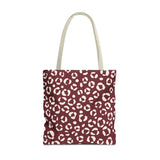 Burgundy Cream Leopard Print Tote Bag