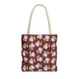 Burgundy Daisy Floral Tote Bag