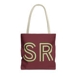 Burgundy Green Monogram Personalized Tote Bag
