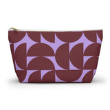 Burgundy Lilac Half Circle Makeup Bag