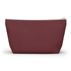 Back view of the plain burgundy personalized makeup bag
