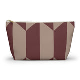 Burgundy Taupe Geometric Makeup Bag