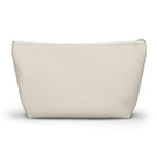 Plain cream back of the Cream Green Monogram personalized makeup bag
