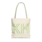 Cream Green Monogram Personalized Tote Bag