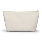 Back of the plain cream personalized makeup bag with T-shaped bottom