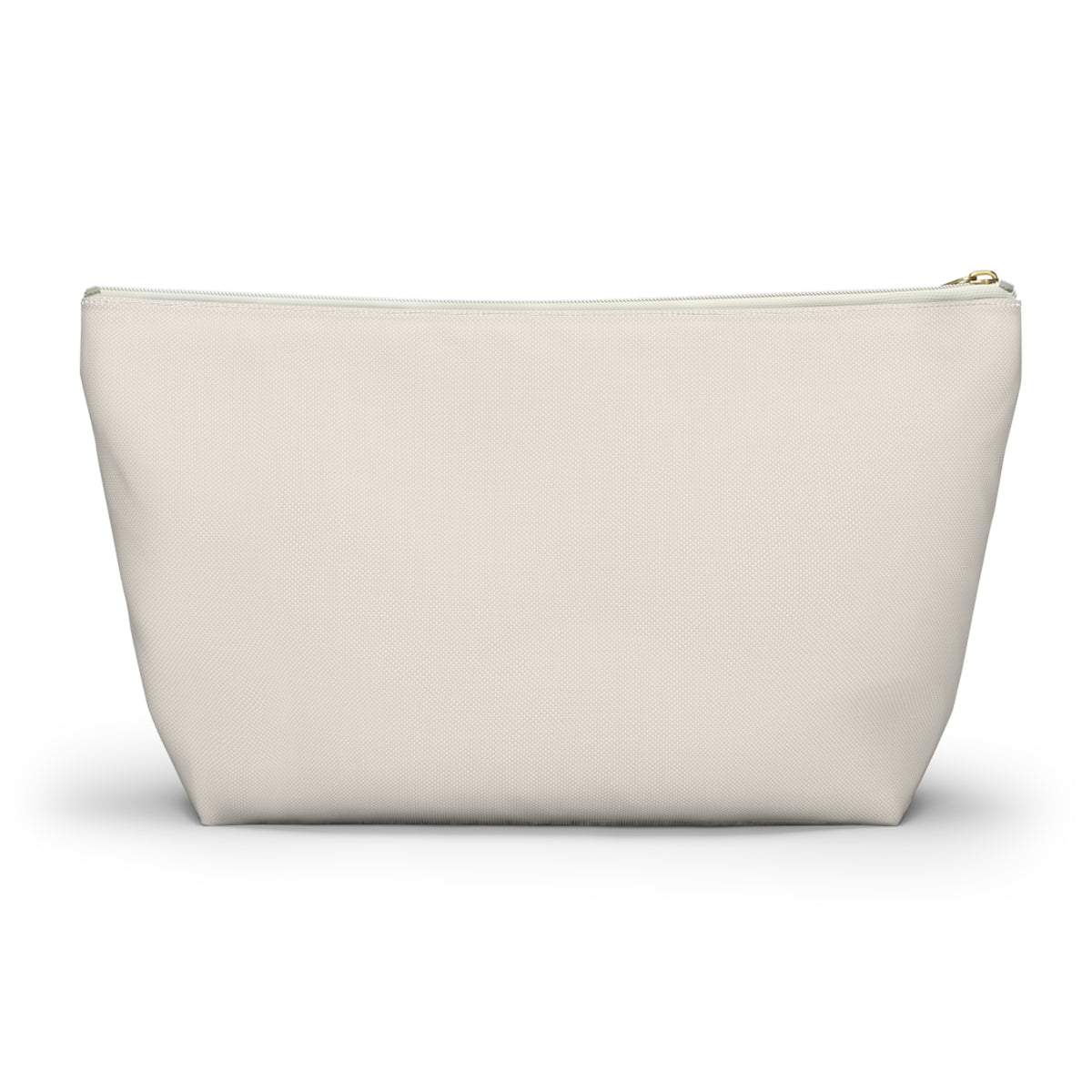 Back of the plain cream personalized makeup bag with T-shaped bottom