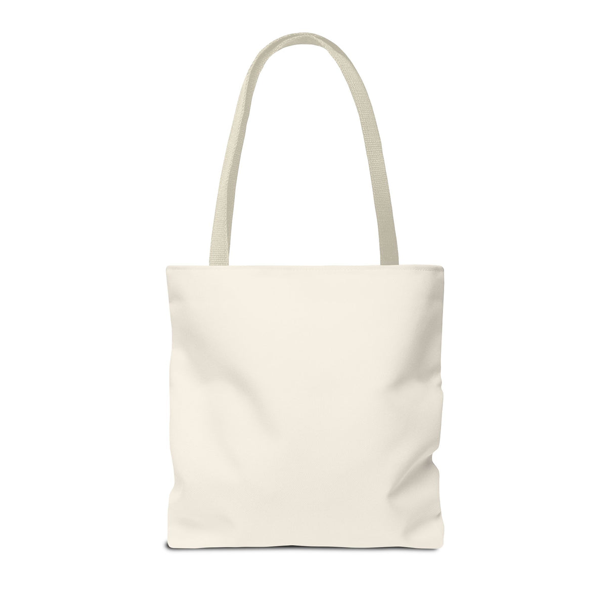 Back of the plain cream personalized tote bag with cream handles