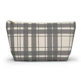 Gray Cream Plaid Makeup Bag