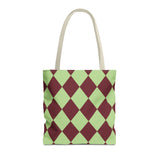 Green Burgundy Diamond Checkered Tote Bag