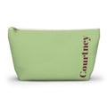 Green Burgundy Name personalized makeup bag front view with T-bottom