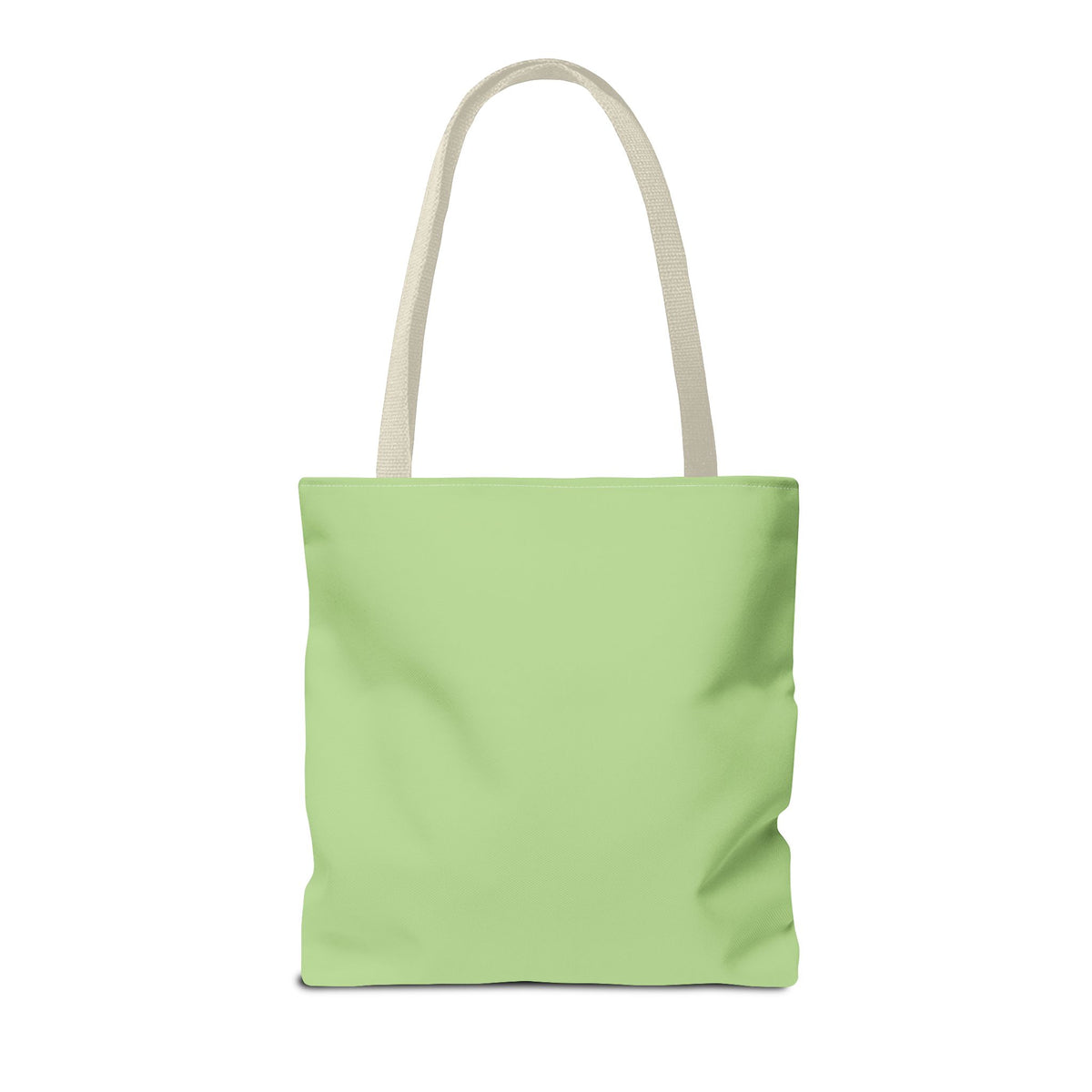 Plain green back view of the Green Burgundy Name personalized tote bag