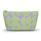 Green lavender half circle makeup bag with gold zipper pull, front view