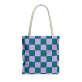 Green Purple Checkered Tote Bag