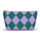 Green Purple Diamond Checkered Makeup Bag
