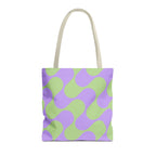 Green purple geometric tote bag front view on white background