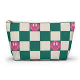 Green Smiley Checkered Makeup Bag