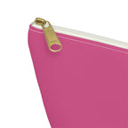 Close-up of the gold zipper pull on the Hot Pink Blue Name personalized makeup bag