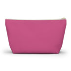 Back of the plain hot pink personalized makeup bag with T-shaped bottom