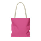 Back of the plain hot pink personalized tote bag with cream handles