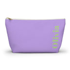 Lavender Green Name personalized makeup bag front view with T-bottom