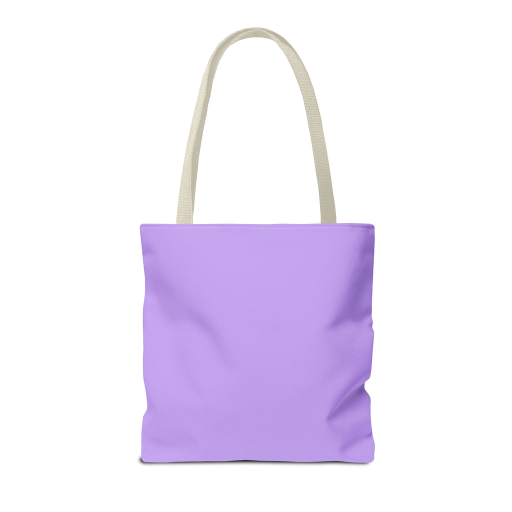 Plain lavender back view of the Lavender Green Name personalized tote bag