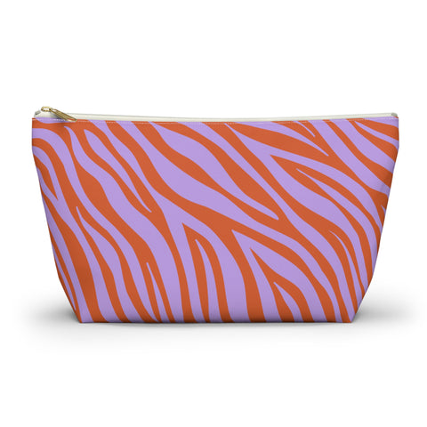 Lavender Orange Zebra Print Makeup Bag
