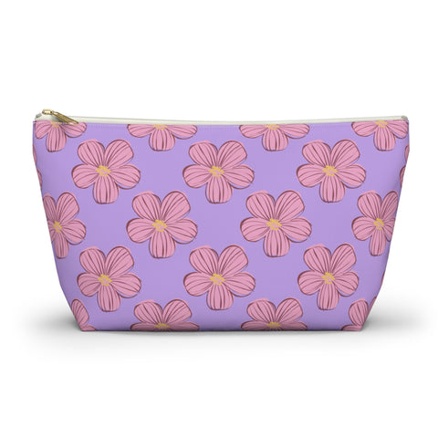 Lavender Pink Blossom Floral Makeup Bag
