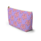 Side view of the lavender pink blossom makeup bag with T-bottom shape