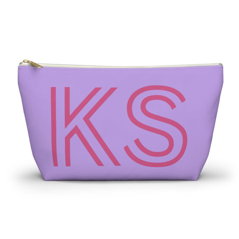Lavender Pink Monogram Personalized Makeup Bag