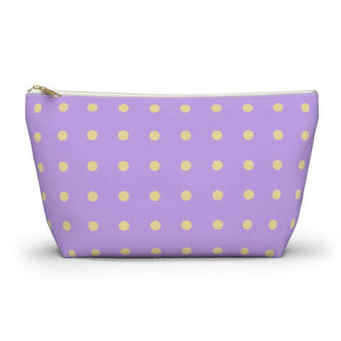 Lavender Yellow Polka Dot Makeup Bag