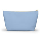 Plain light blue back of the Light Blue Burgundy Name personalized makeup bag