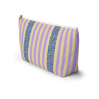 Side view of the Lilac Leopard Striped makeup bag